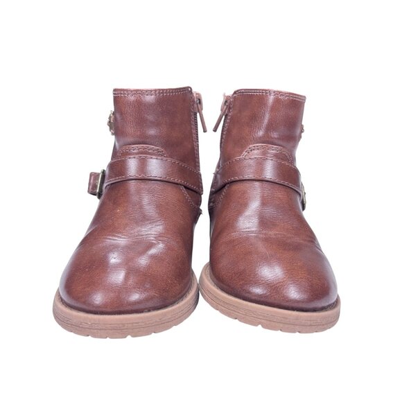 Brown Faux Leather Ankle Boots With Faux Fur Lining & Side Zipper Closure For Gi - Picture 3 of 8